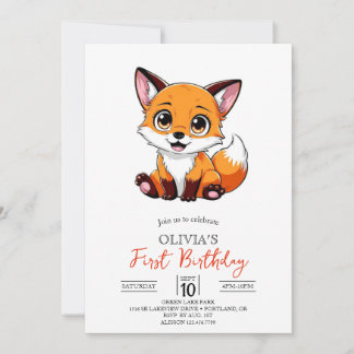 Forest Magical Digital Fox 1. Geburtstag Einladung