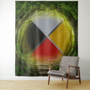 Forest Medicine Wheel Extra Large Tapestry Wandteppich