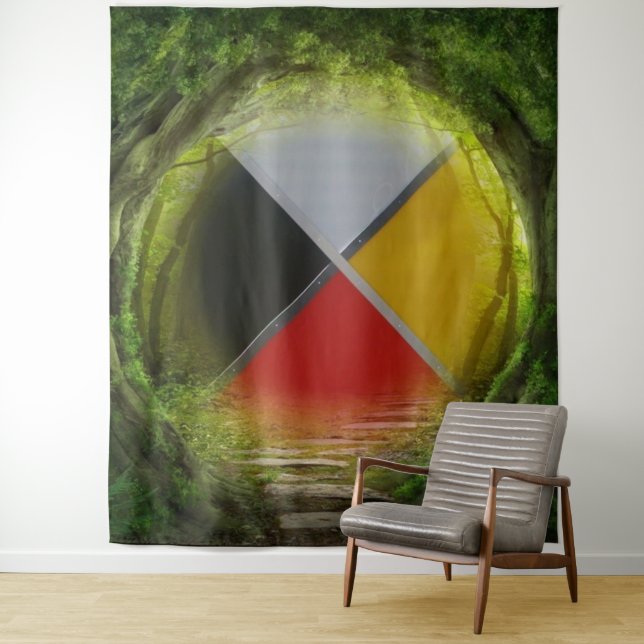 Forest Medicine Wheel Extra Large Tapestry Wandteppich (Beispiel)