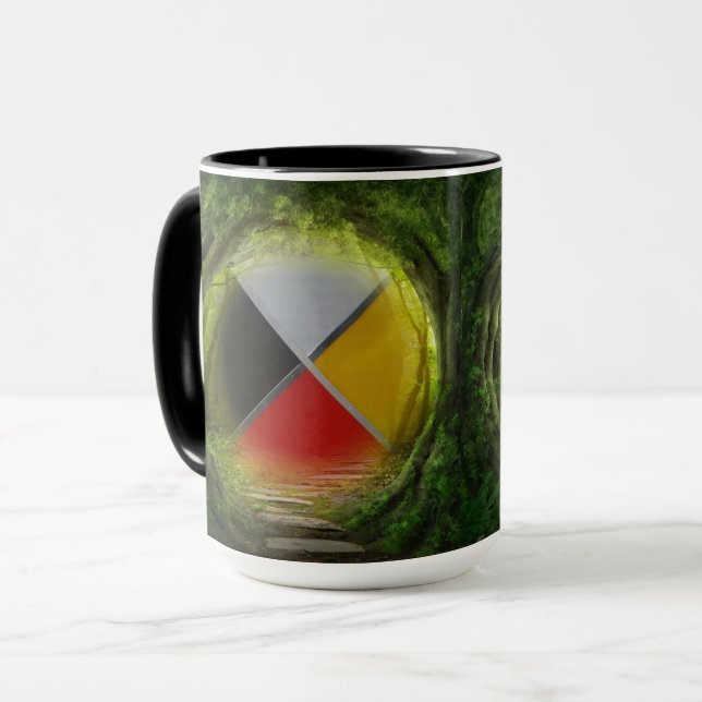 Forest Medicine Wheel Große Combo-Tasse Tasse (Vorderseite Links)