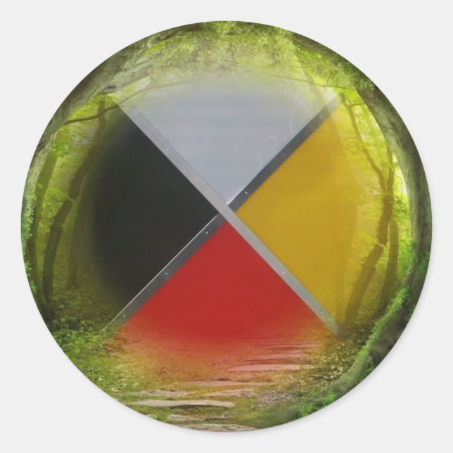 Forest Medicine Wheel Large Round Aufkleber (Vorderseite)