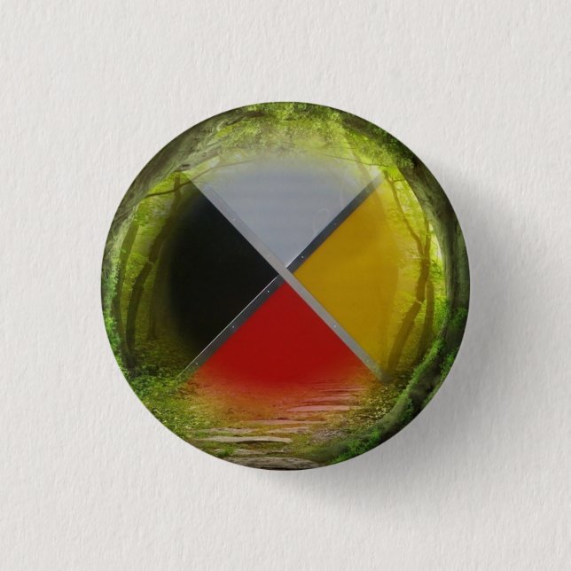 Forest Medicine Wheel Small Round Button (Vorderseite)