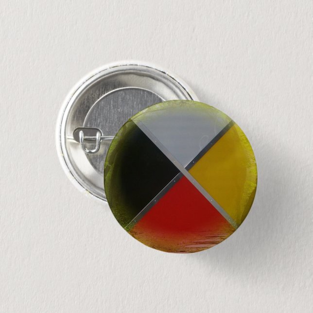 Forest Medicine Wheel Small Round Button (Vorne & Hinten)