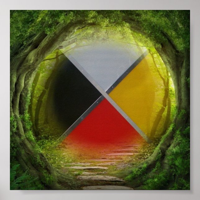 Forest Medicine Wheel Square Value Poster (Vorne)