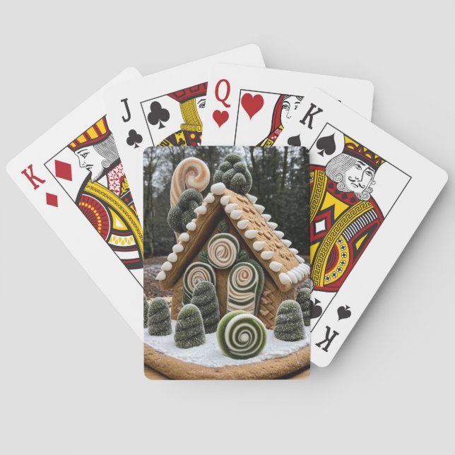 Forest Mint Gingerbread Cottage Playing Cards Spielkarten (Rückseite)