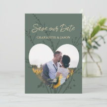 Forest Modern Foto Herzrahmen Save the Date