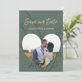 Forest Modern Foto Herzrahmen Save the Date Einladung