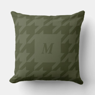 Forest Moss Hahnentrittmuster Mit Monogramm Kissen