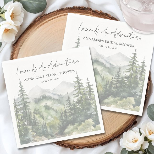 Forest Mountain Adventure Bridal Shower Serviette (Forest Mountain Adventure Bridal Shower Napkins )