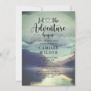 Forest Mountain Lake Baby Dusche Einladung