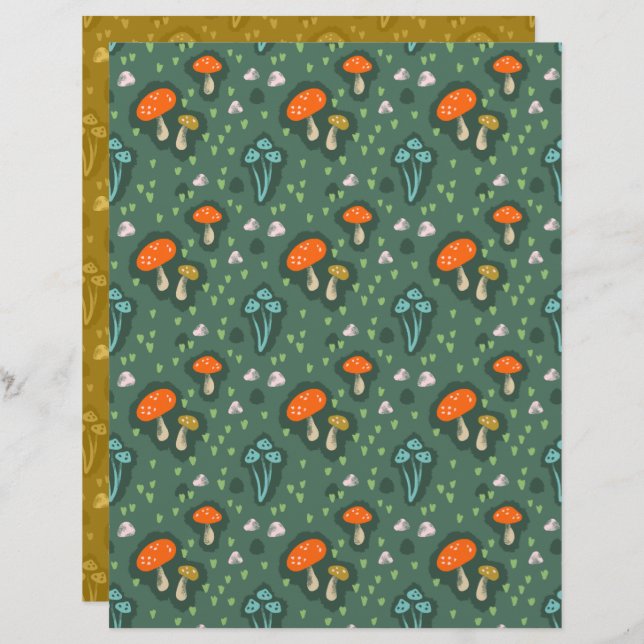 Forest Mushroom Scrapbook Paper (Vorne/Hinten)