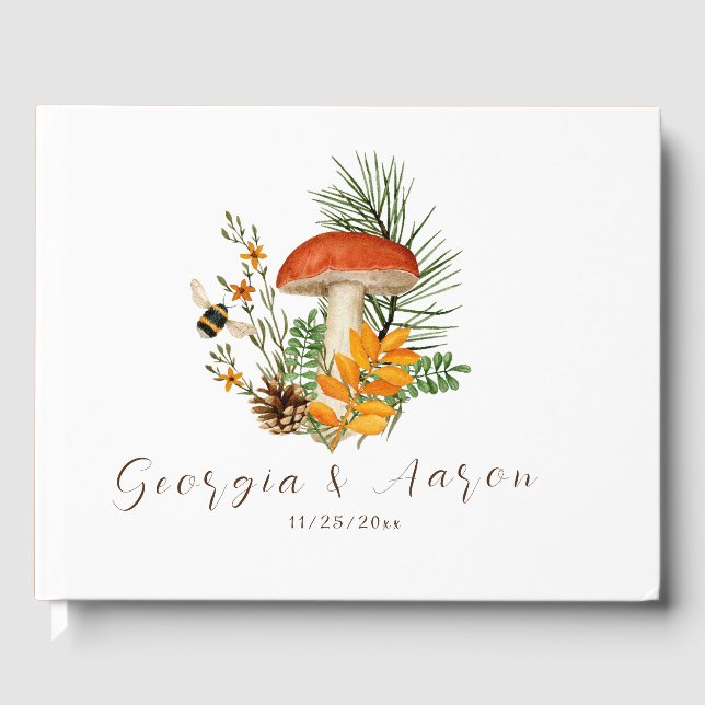 Forest Mushroom Wedding Guest Book Gästebuch (Vorderseite)