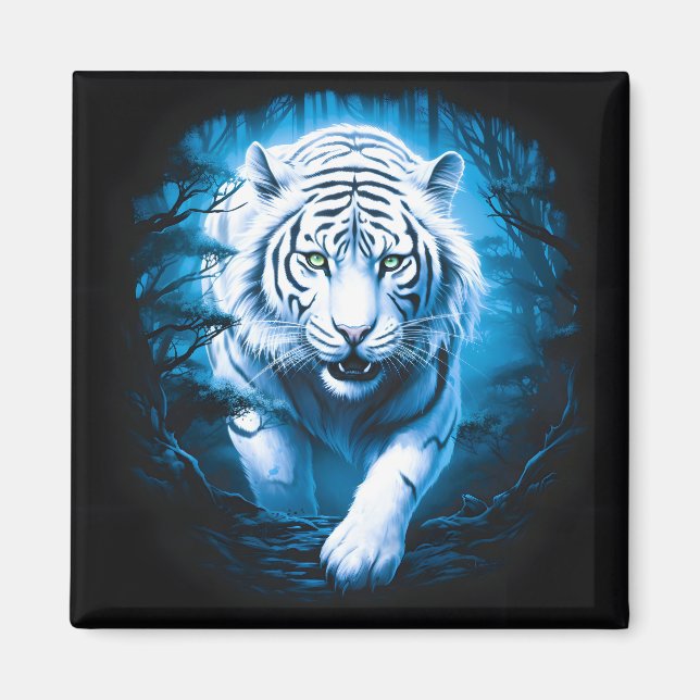 Forest Mystic Wild White Tiger Magnet (Vorne)