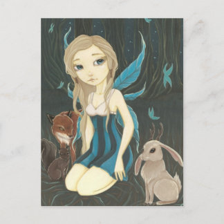 Forest Night - Fairy jackalope Postkarte