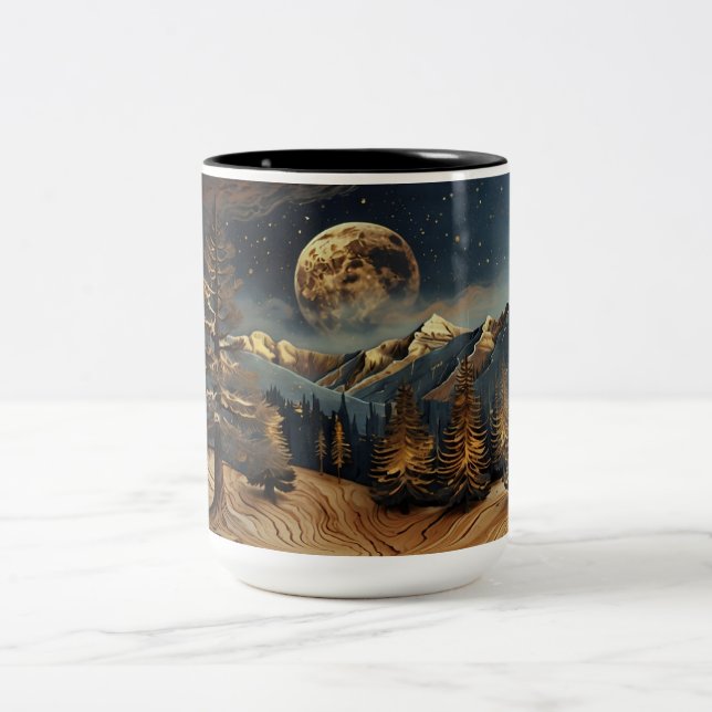 Forest Night Sky Tasse | Vollmond- und Hochbaumbäu (Mittel)