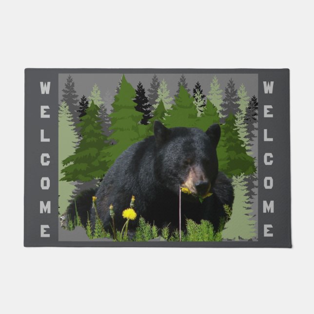 Forest Outdoor Black Bar Willkommen Doormat Fußmatte (Vorderseite)