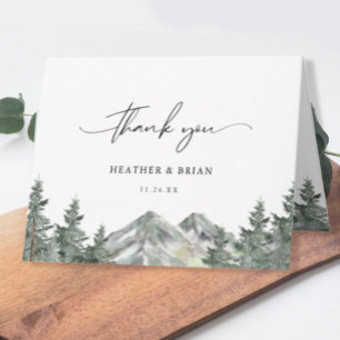 Forest Outdoor Mountain Thema Hochzeit Vielen Dank Karte