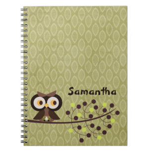 Forest Owl Woodland Hoot Night Spiral Notebook Notizblock