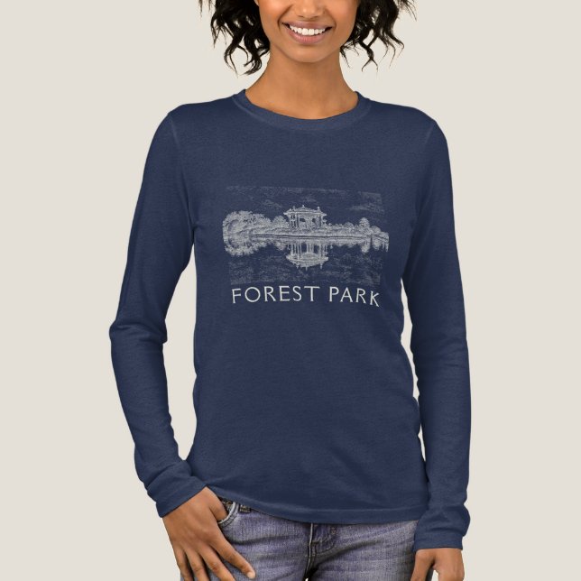 Forest Park Muny Pagoda St. Louis MO Long-Sleeve Tri-Blend Shirt (Vorderseite)