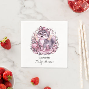 Forest Pastel Wolf Babydusche Serviette