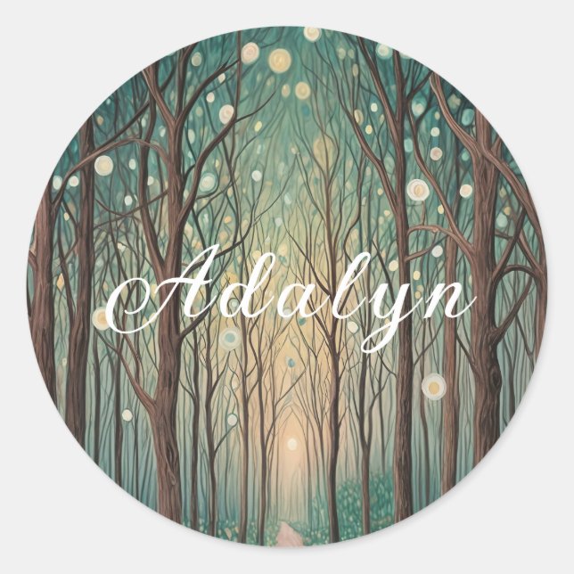 Forest Phantoms: Schwimmlicht im Nachtwald Runder Aufkleber (Vorderseite)