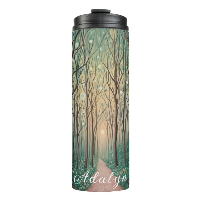 Forest Phantoms: Schwimmlicht im Nachtwald Thermosbecher (Vorderseite)