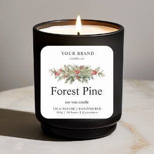 Forest Pine Christmas Candle Quadratischer Aufkleber