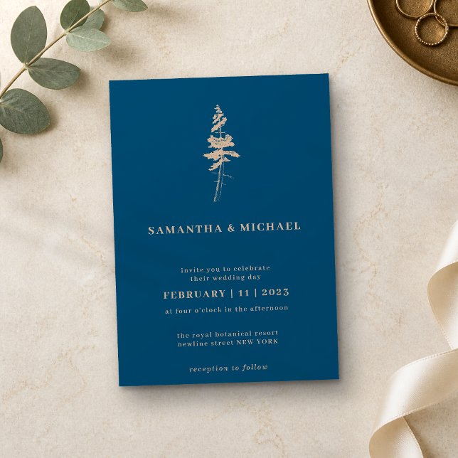 Forest Pine Tree Indie Rustic Navy Einladung (Von Creator hochgeladen)