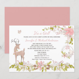 Forest Pink Girl Bear Hirschdusche per Post Einladung