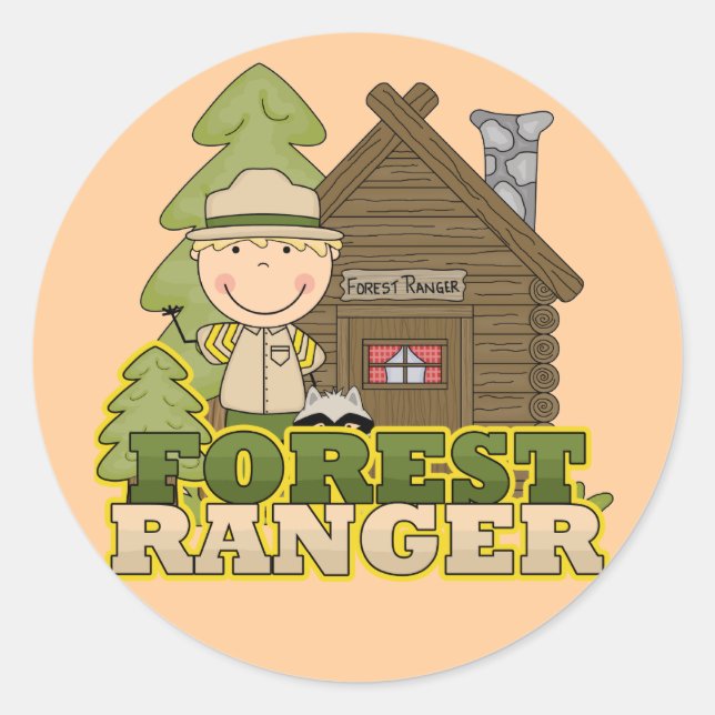 Forest Ranger Boy Tshirts und Geschenke Runder Aufkleber (Vorderseite)