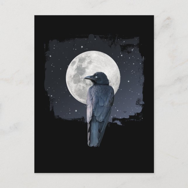 Forest Raven Cold Moon Postkarte (Vorderseite)