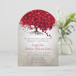 Forest Red Heart Leaf Tree Wedding Einladungen