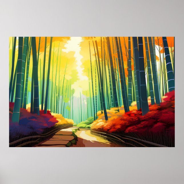 Forest Scenery Bamboo Landschaft Natur Poster (Vorne)