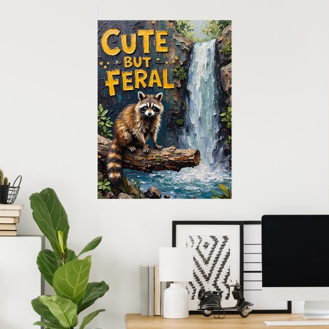 Forest Sentinel: Raccoon durch den Fluss Poster (Heimbüro)