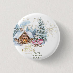 Forest Snow House Sleigh Button