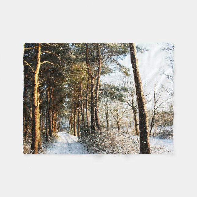 Forest Snow Scene fbcnm Fleecedecke (Vorderseite (Horizontal))