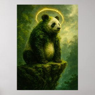 Forest Spirit Panda mit Golden Halo Fantasy Poster