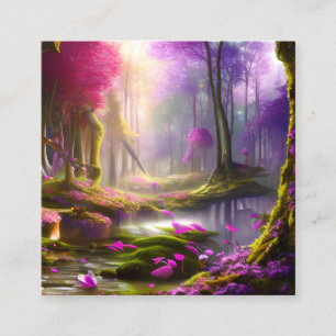 Forest Spring Magic Sparkle Fantasy Quadratische Visitenkarte