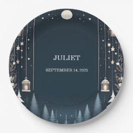 Forest Stars Snow Bright Winter Brautparty Pappteller