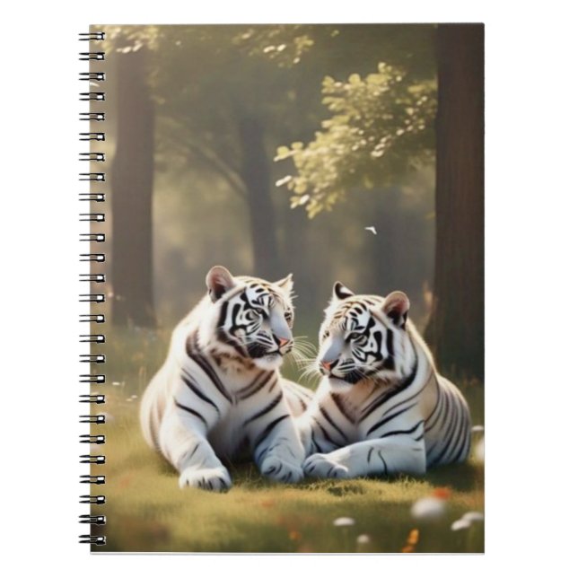 Forest Stillness – White Tigers Notebook Notizblock (Vorderseite)