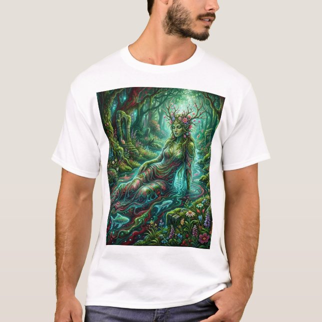 Forest Stream Goddess – Spirit of Moss and Light T-Shirt (Vorderseite)