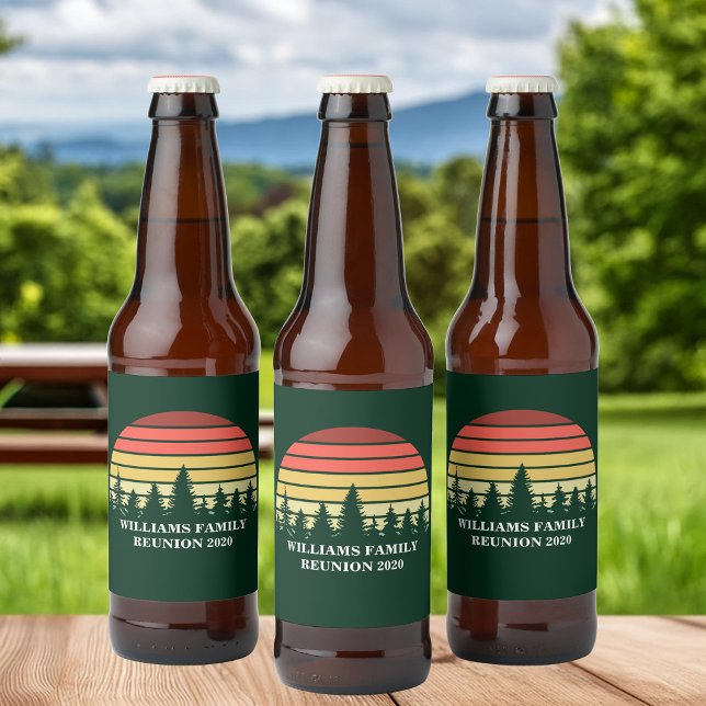 Forest Sunset Custom Family Wiedersehen Camping Tr Bierflaschenetikett (Von Creator hochgeladen)