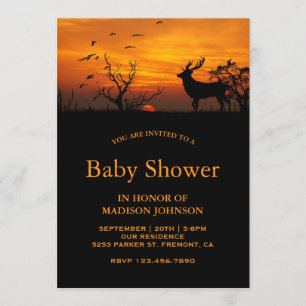 Forest Sunset Deer Baby Dusche Einladung