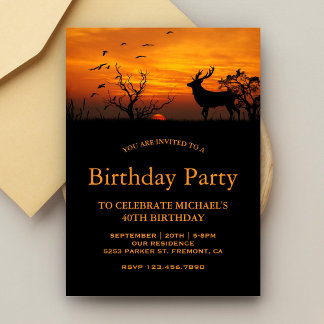 Forest Sunset Deer Birthday Party Einladung