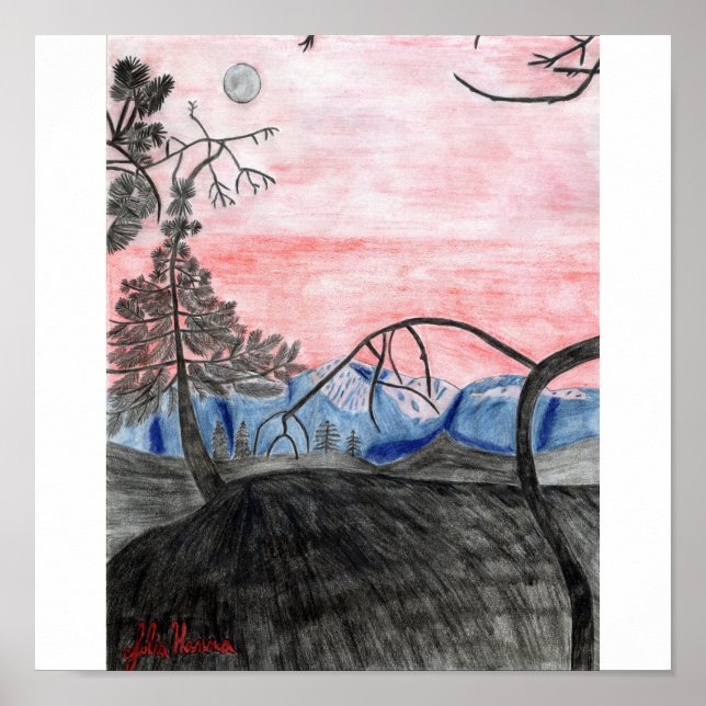 Forest Sunset Print von Julia Hanna Poster (Vorne)