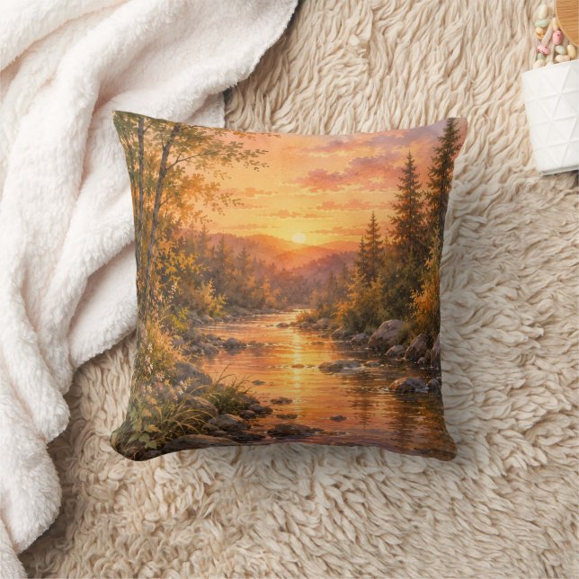Forest Sunset Throw Pillow Cover Kissen (Decke)