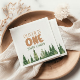 Forest-Themed First Birthday Party Napkins Serviette