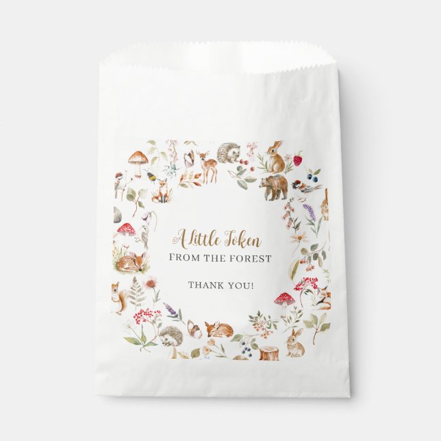 Forest Token Woodland Baby Shower  Geschenktütchen (Vorderseite)