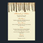 "Forest Trees Wedding Menu Card" - Orange - Menükarte<br><div class="desc">Diese einzigartige und skurrile Forest Trees Hochzeitskollektion von berryberrysweet.com ist die perfekte Wahl,  um Ihren magischen Tag zu feiern. Weitere Farben und die passende Auflistung finden Sie unter berryberrysweet.com. Vollständige Sammlung von Forstbaumen anzeigen (in grün und orange)</div>