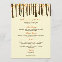 "Forest Trees Wedding Menu Card" - Orange -